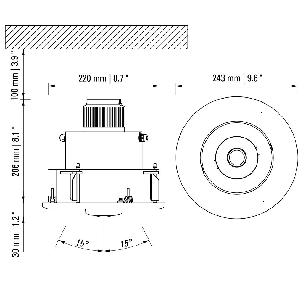 PHOS 85 downlight Suspendend Ceiling mount