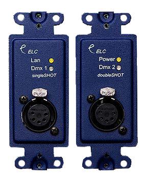 DLN1SS DmXLAN Single shot: single port DMX/Ethernet node US size on Decora insert (USA)