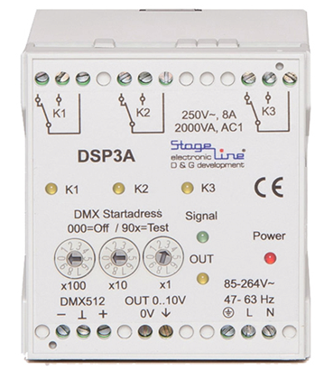 DSP3A 3 ch. relayboard 250V/8A, DIN Rail